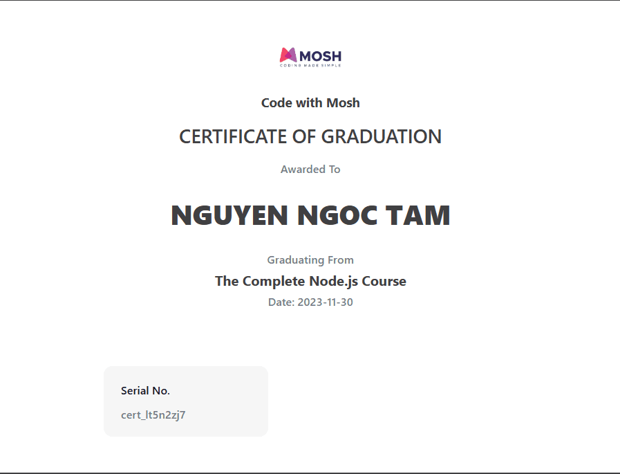 Node.js Certification